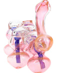 Glass Multi-Chamber Sherlock Bubbler “Bubble Train” – Gold Fumed