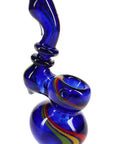 Rasta Swirl Frit Glass Sherlock Bubbler “Rasta Ripple” – 5″ – Assorted Colors