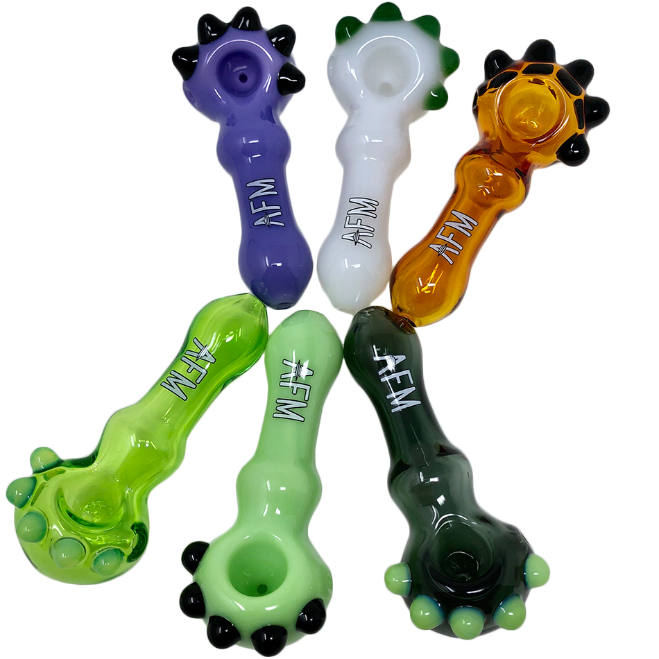 4" AFM Spikey Colored Borosilicate Glass Hand Pipe