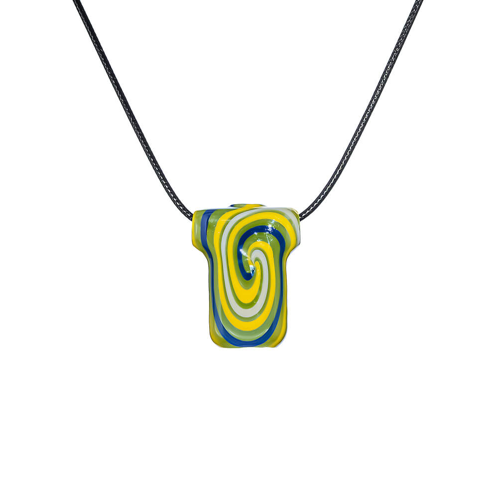 CaliBear Wigwag T-Shirt Art Glass Pendant Necklace