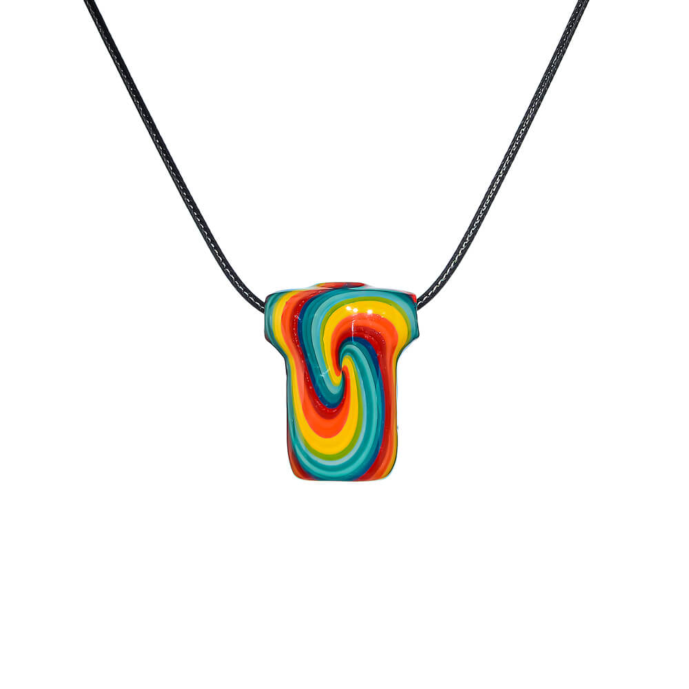 CaliBear Wigwag T-Shirt Art Glass Pendant Necklace