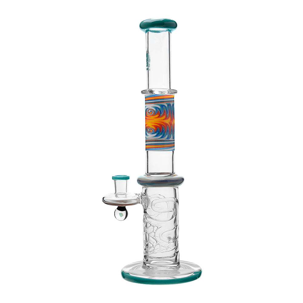 Calibear Wigwag Wall Perc Glass Bong with Encased Opal | 11.8" Artistic Pipe