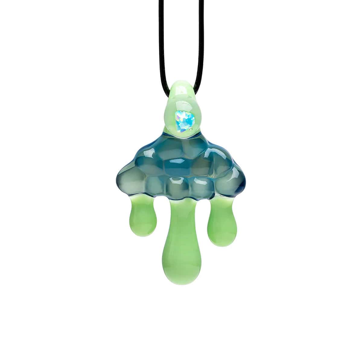 Gemini 说 Cloud Inspired Glass Pendant Necklace - Opal Embedded