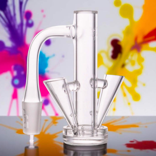 Control Tower Quartz Banger With Double Funnel | Colorful Background View 