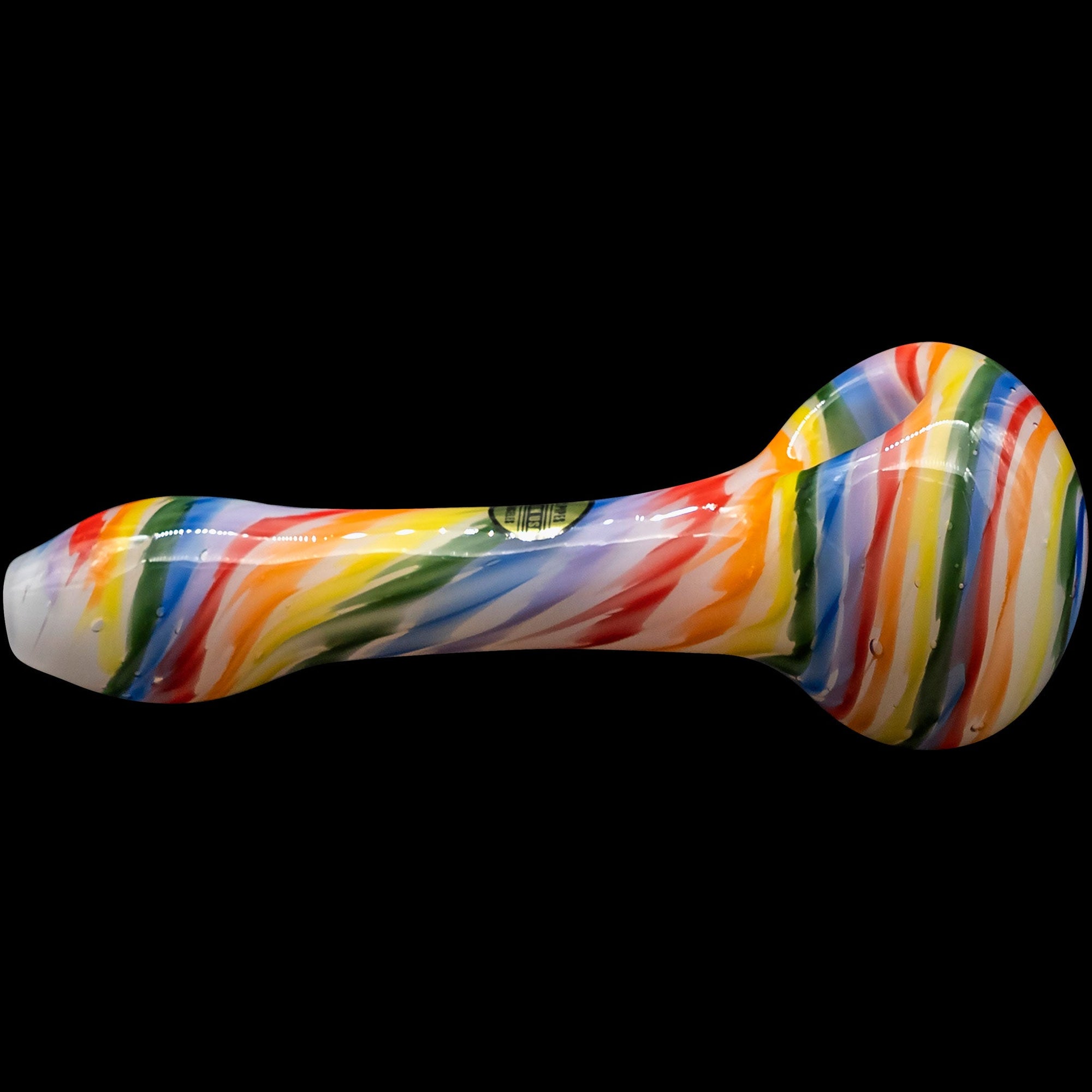 "Rainbow Tie-Dye" Glass Spoon Pipe on White