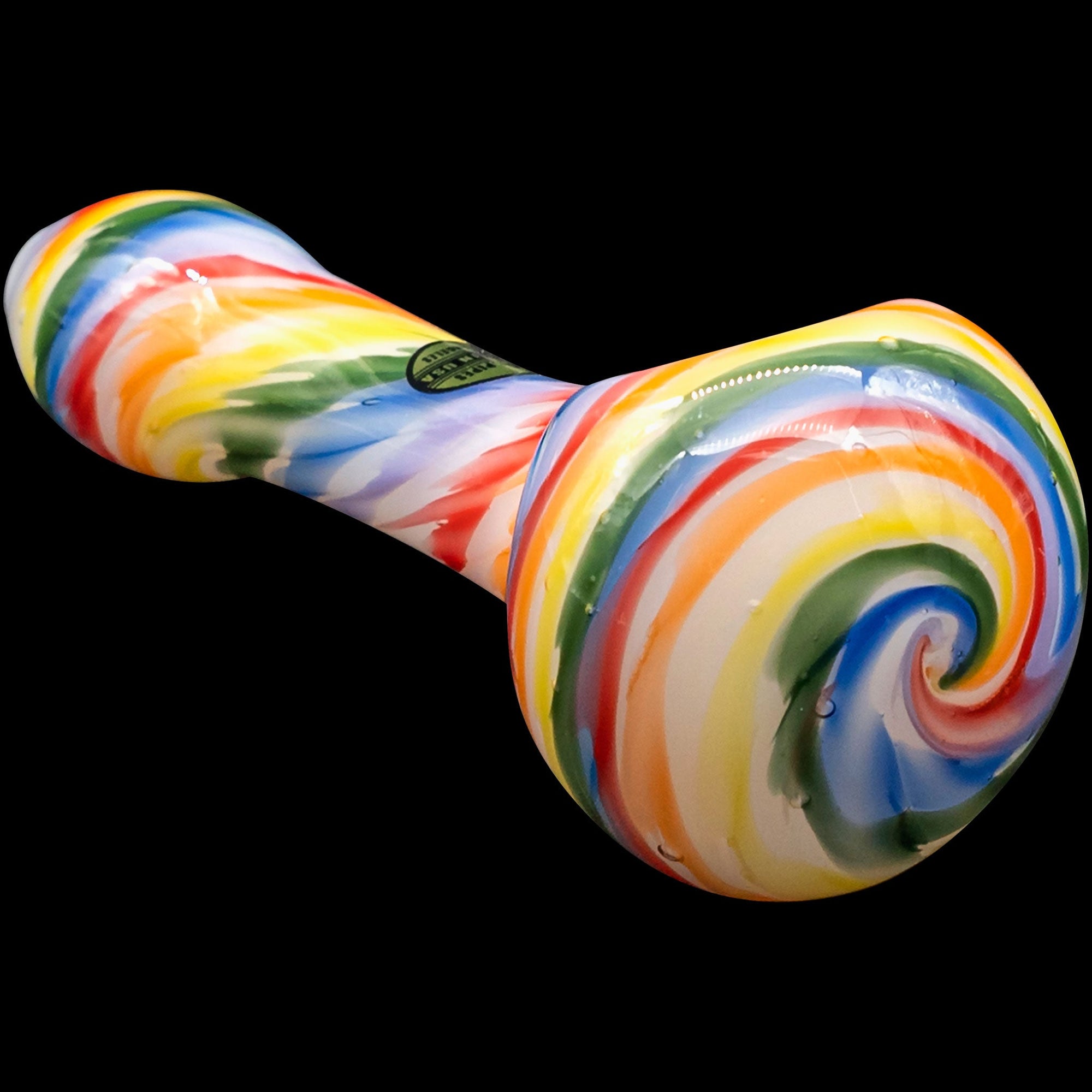 "Rainbow Tie-Dye" Glass Spoon Pipe on White