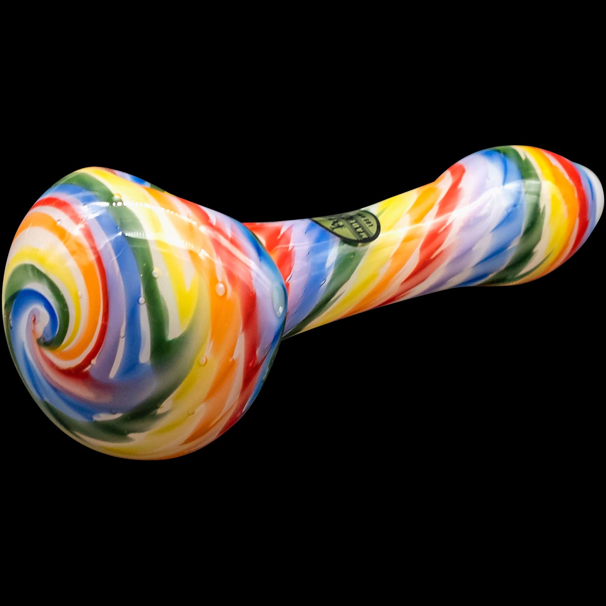 "Rainbow Tie-Dye" Glass Spoon Pipe on White