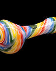 "Rainbow Tie-Dye" Glass Spoon Pipe on White