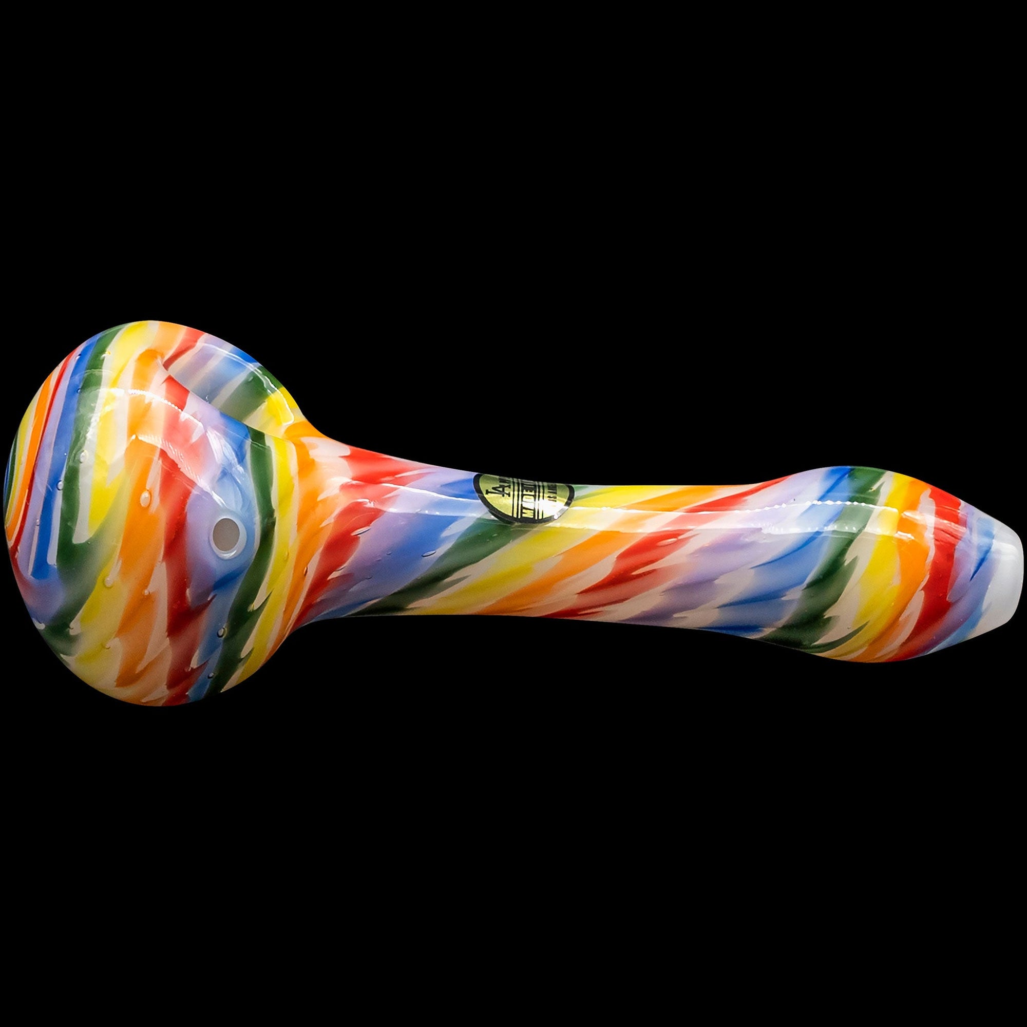 "Rainbow Tie-Dye" Glass Spoon Pipe on White