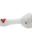"White Heart" Solid Ivory Glass Spoon