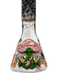 Aliens And Hemp Leaves Glow Glass Beaker Water Pipe-10"