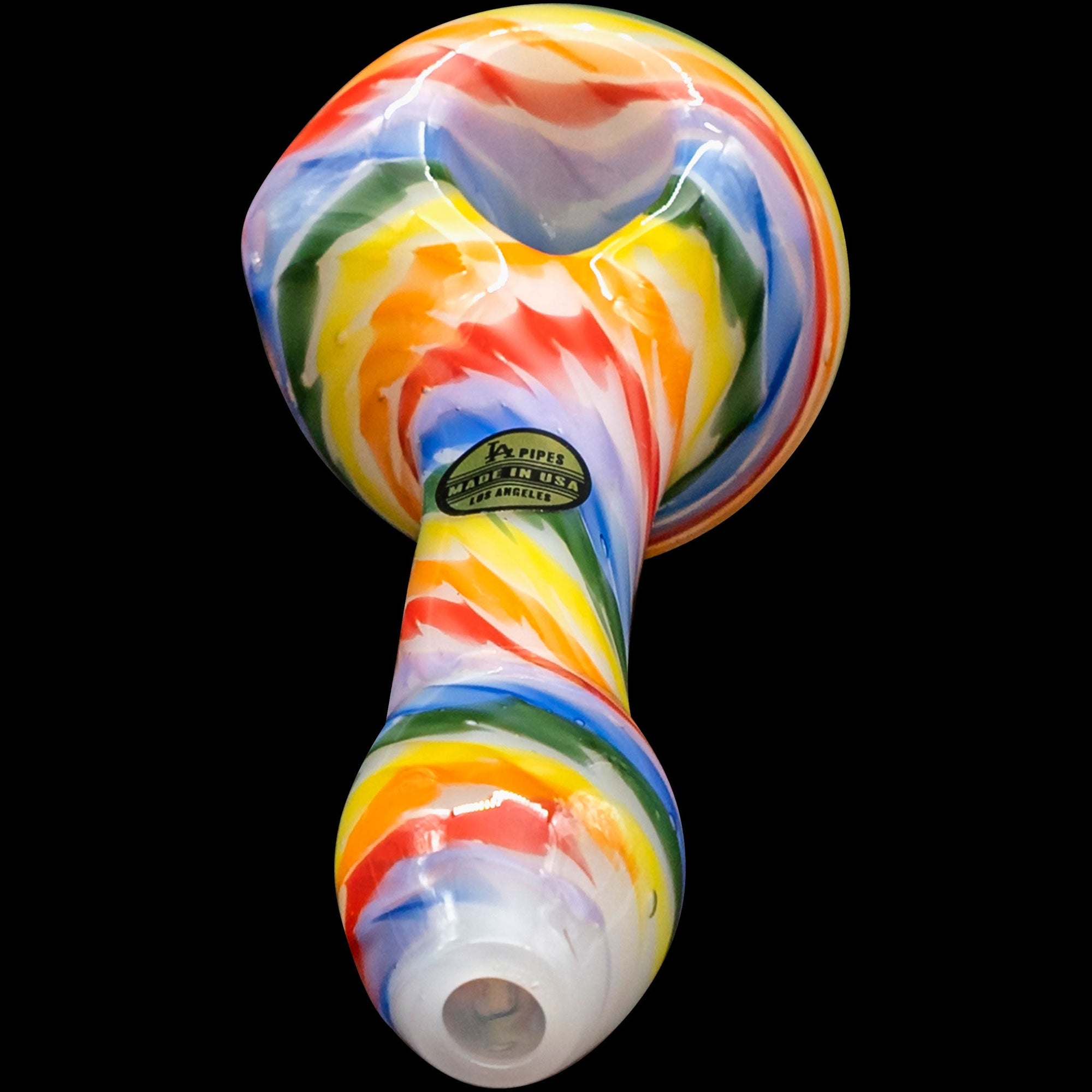 "Rainbow Tie-Dye" Glass Spoon Pipe on White
