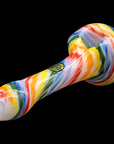 "Rainbow Tie-Dye" Glass Spoon Pipe on White