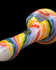 "Rainbow Tie-Dye" Glass Spoon Pipe on White