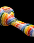 "Rainbow Tie-Dye" Glass Spoon Pipe on White