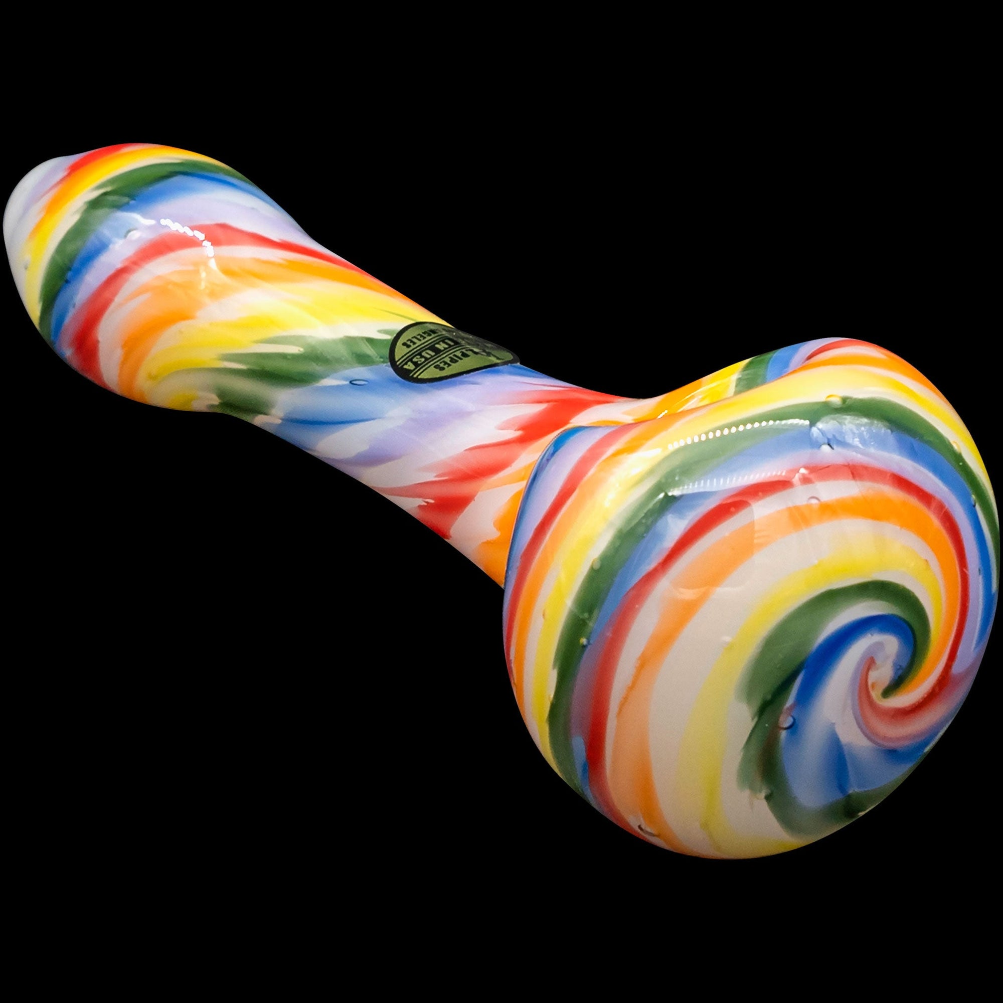 "Rainbow Tie-Dye" Glass Spoon Pipe on White