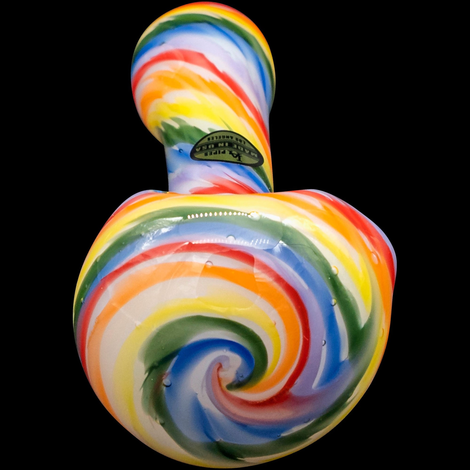 "Rainbow Tie-Dye" Glass Spoon Pipe on White