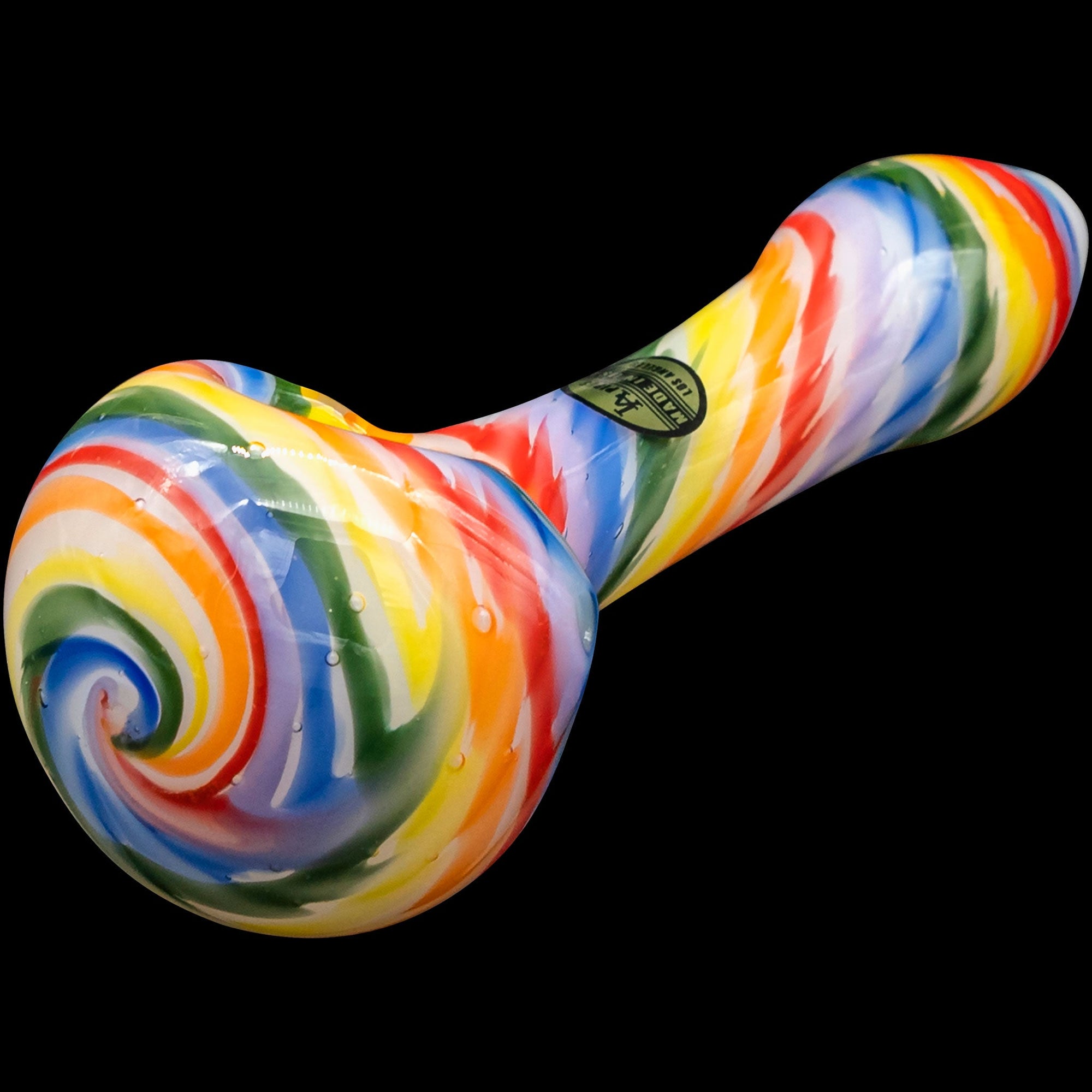 "Rainbow Tie-Dye" Glass Spoon Pipe on White