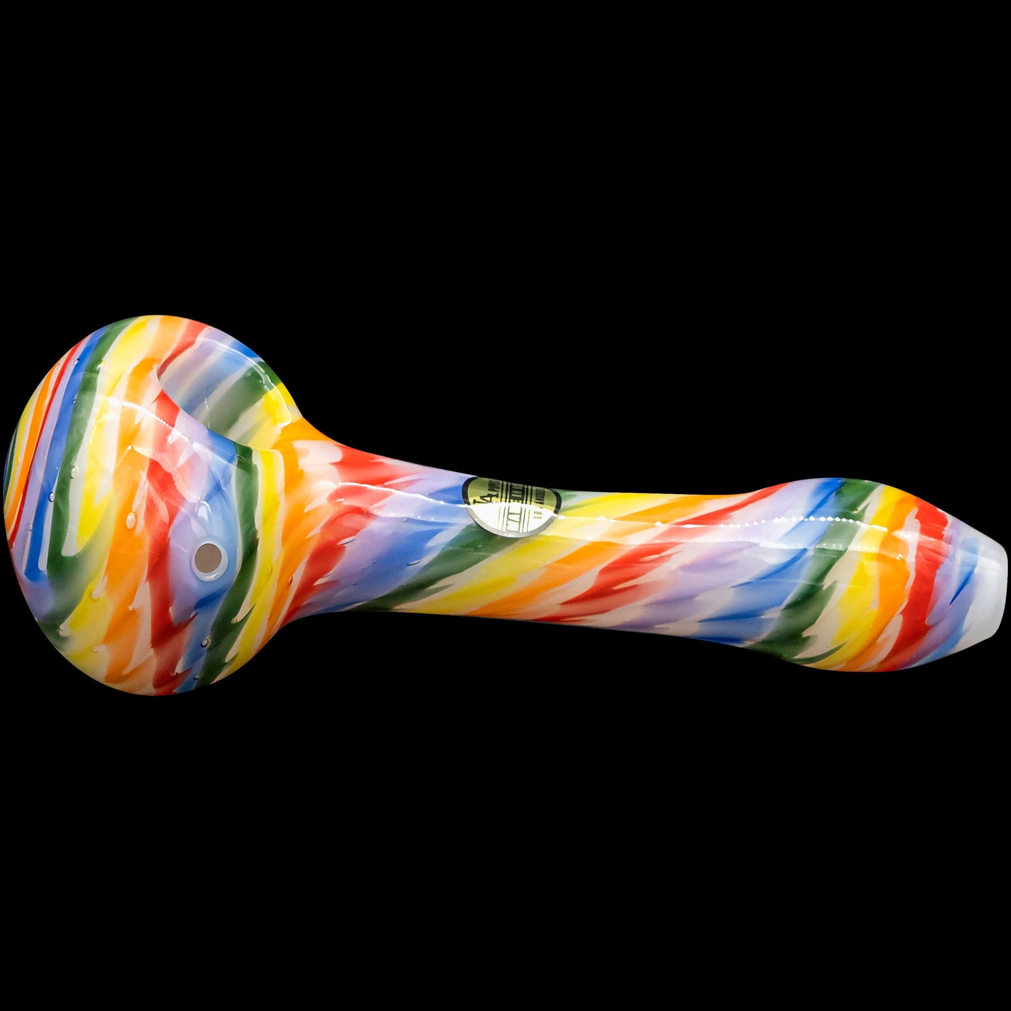 "Rainbow Tie-Dye" Glass Spoon Pipe on White