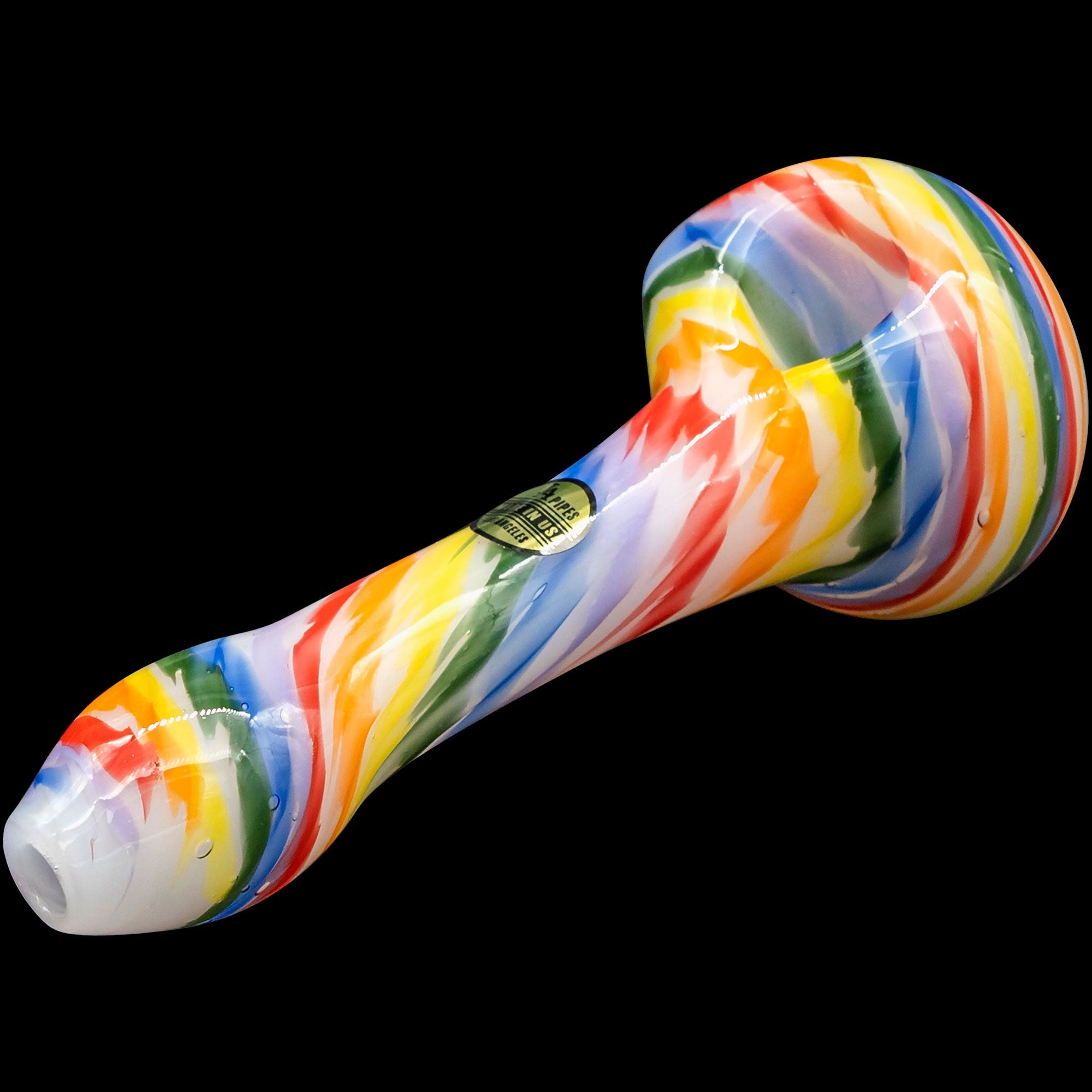"Rainbow Tie-Dye" Glass Spoon Pipe on White
