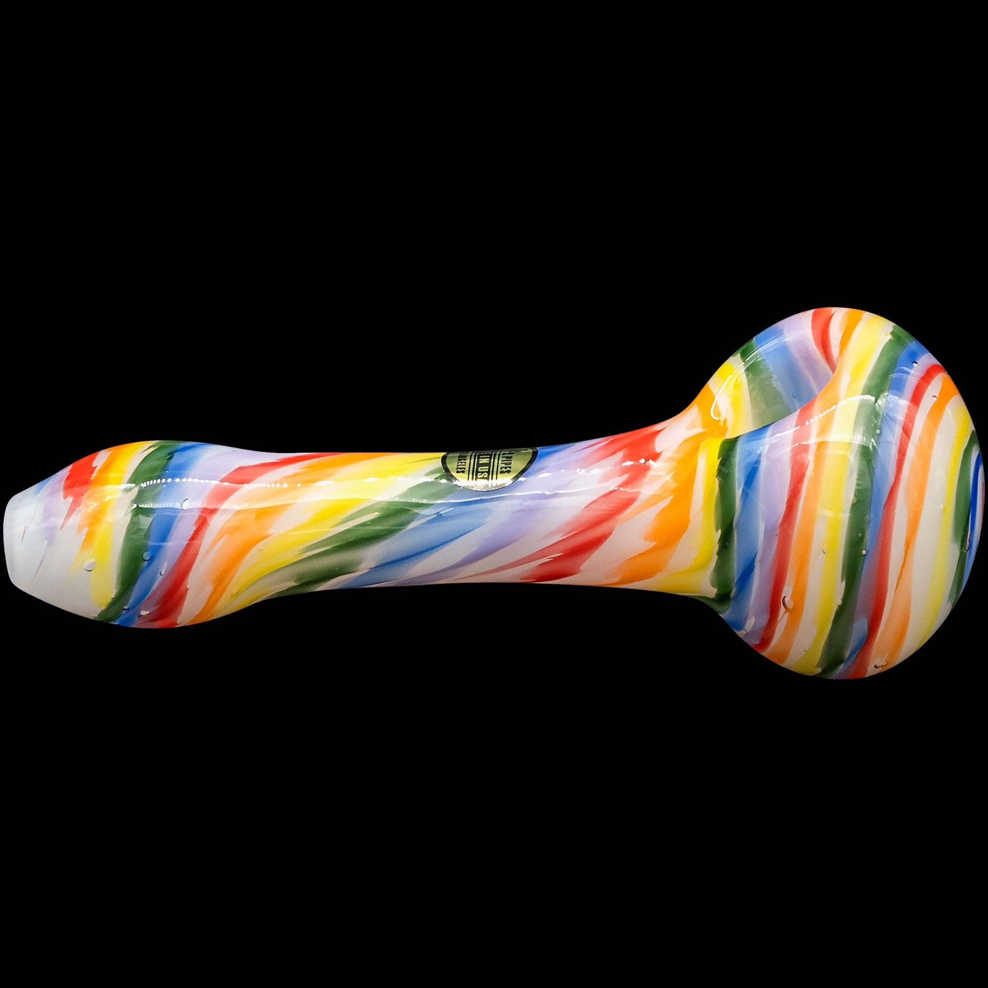 "Rainbow Tie-Dye" Glass Spoon Pipe on White