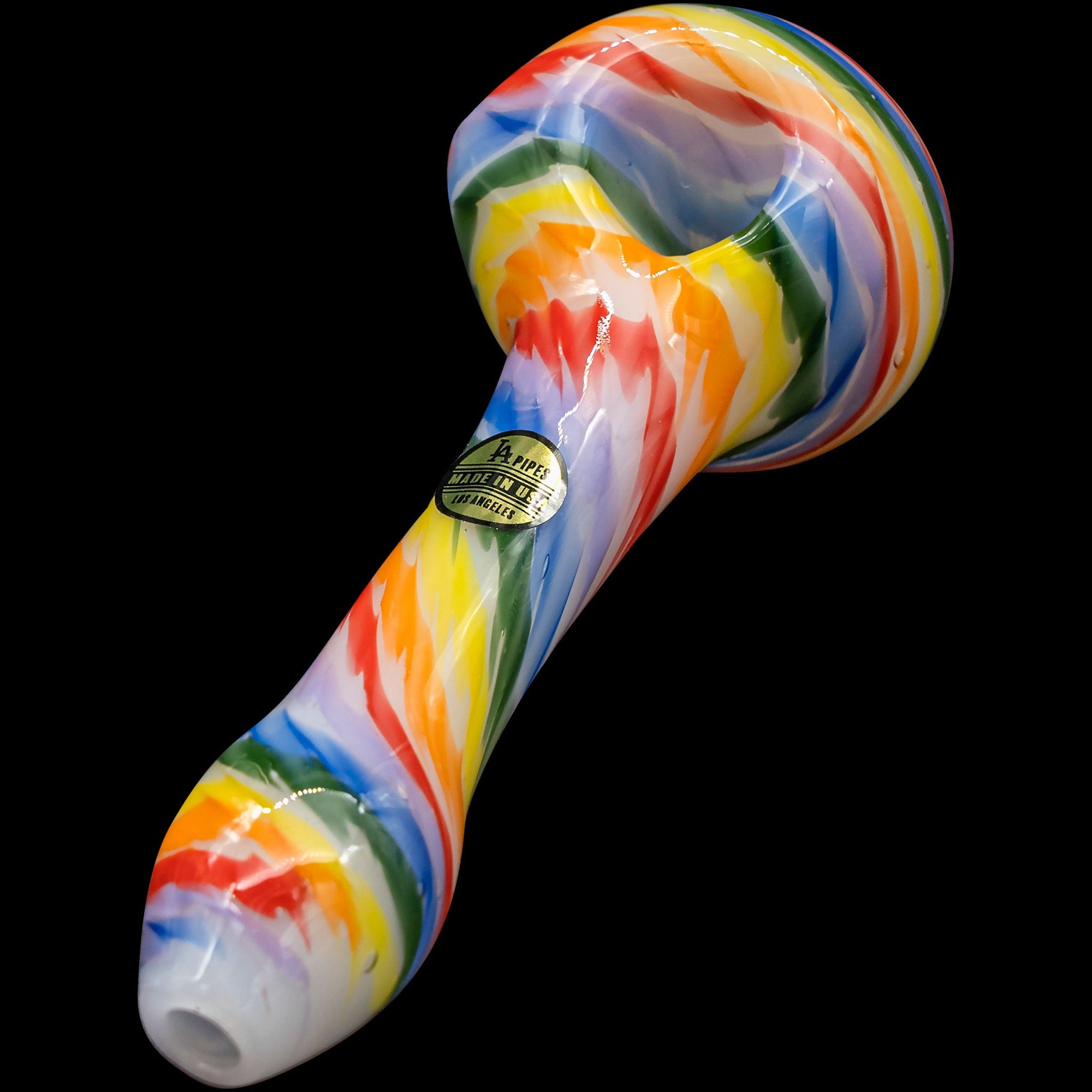 "Rainbow Tie-Dye" Glass Spoon Pipe on White