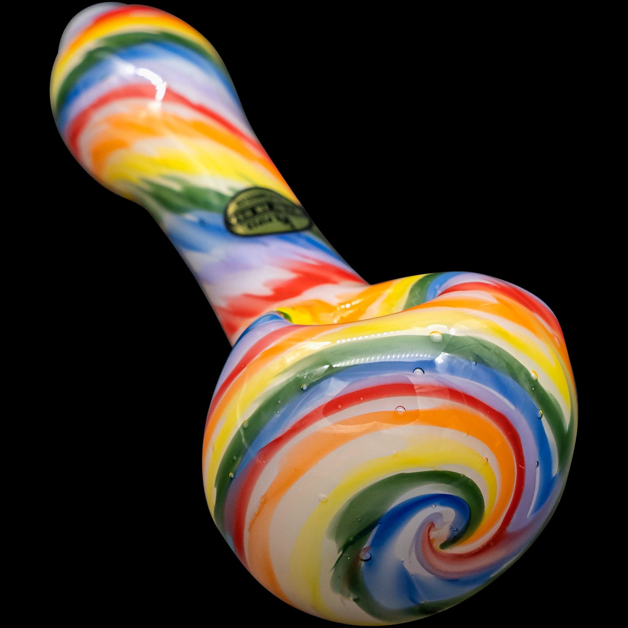 "Rainbow Tie-Dye" Glass Spoon Pipe on White