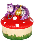 Caterpillar Mushroom Polyresin Trinket Box - 3.5" x 4.5"