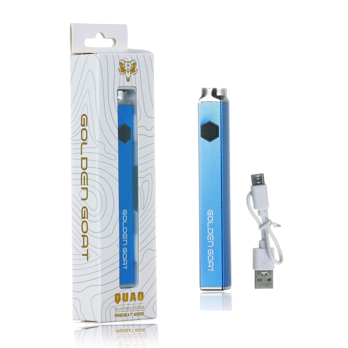 510 Thread Cartridge Vape Battery | Blue Profile View | Golden Goat Quartz