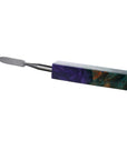 Pointed Blade Titanium Dab Tool | Purple & Wood Color Variation View | Golden Goat Quartz