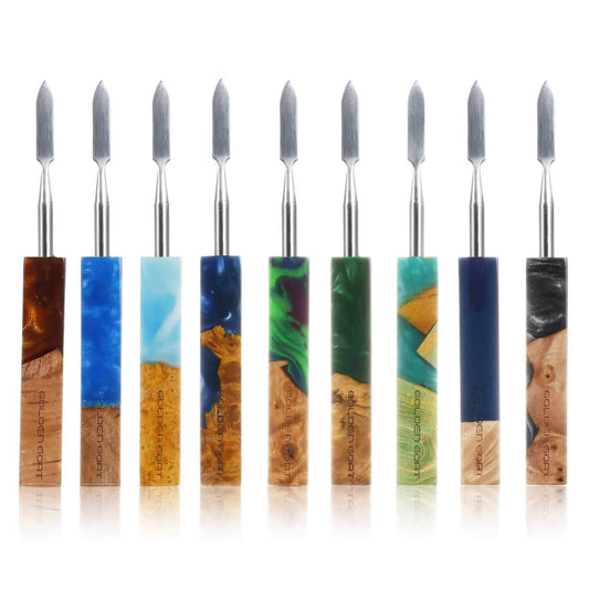 Pointed Blade Titanium Dab Tool | Color Variation Assortment View | Golden Goat Quartz