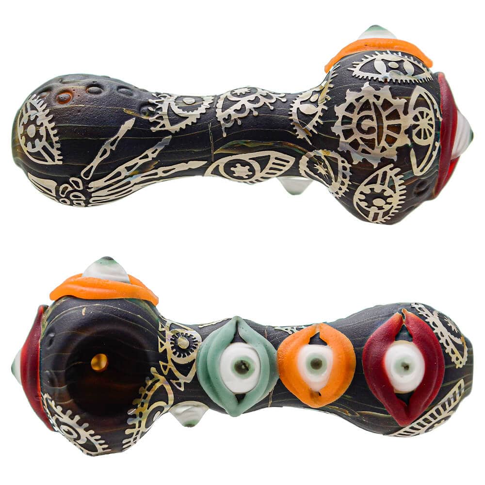 Heady Evil Eyes Hand Pipe - Sandblasted Design | Calibear