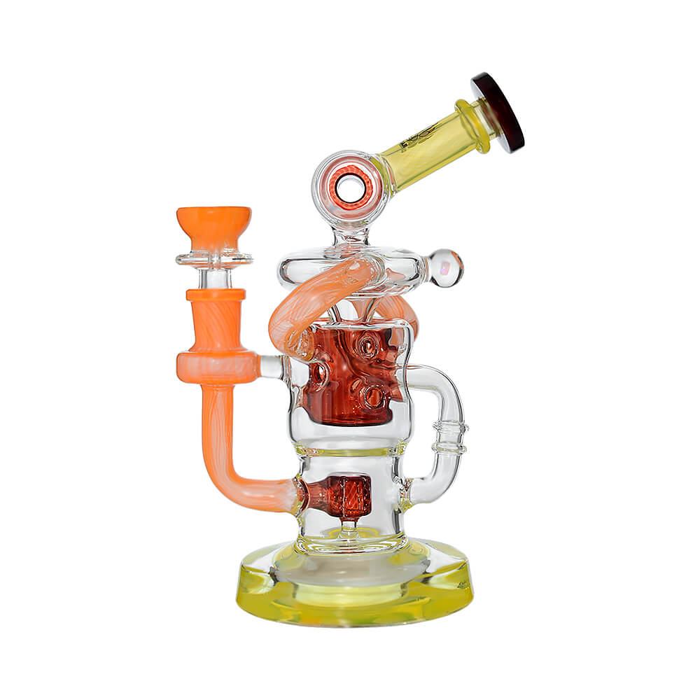 Calibear Honeycomb Twisted Recycler Dab Rig | 8" Borosilicate Glass Rig with Honeycomb Chamber &amp; Twisted Recycler
