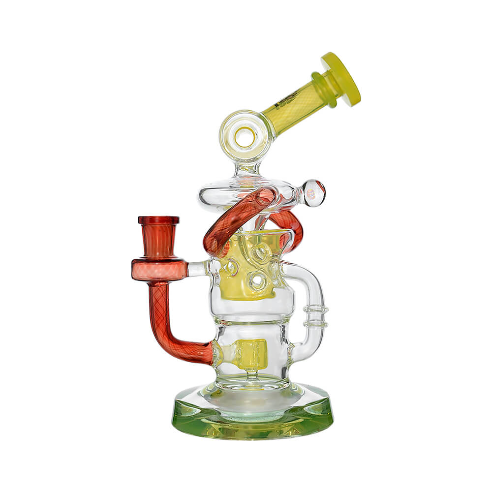 Calibear Honeycomb Twisted Recycler Dab Rig | 8" Borosilicate Glass Rig with Honeycomb Chamber &amp; Twisted Recycler