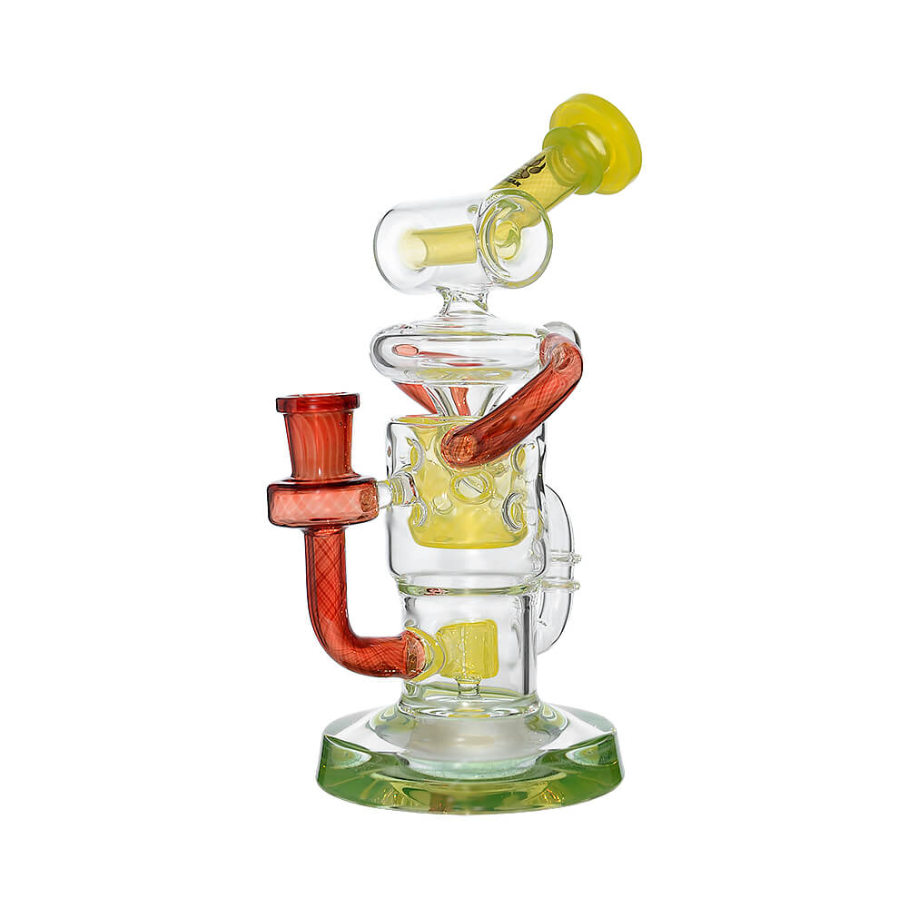 Calibear Honeycomb Twisted Recycler Dab Rig | 8" Borosilicate Glass Rig with Honeycomb Chamber &amp; Twisted Recycler