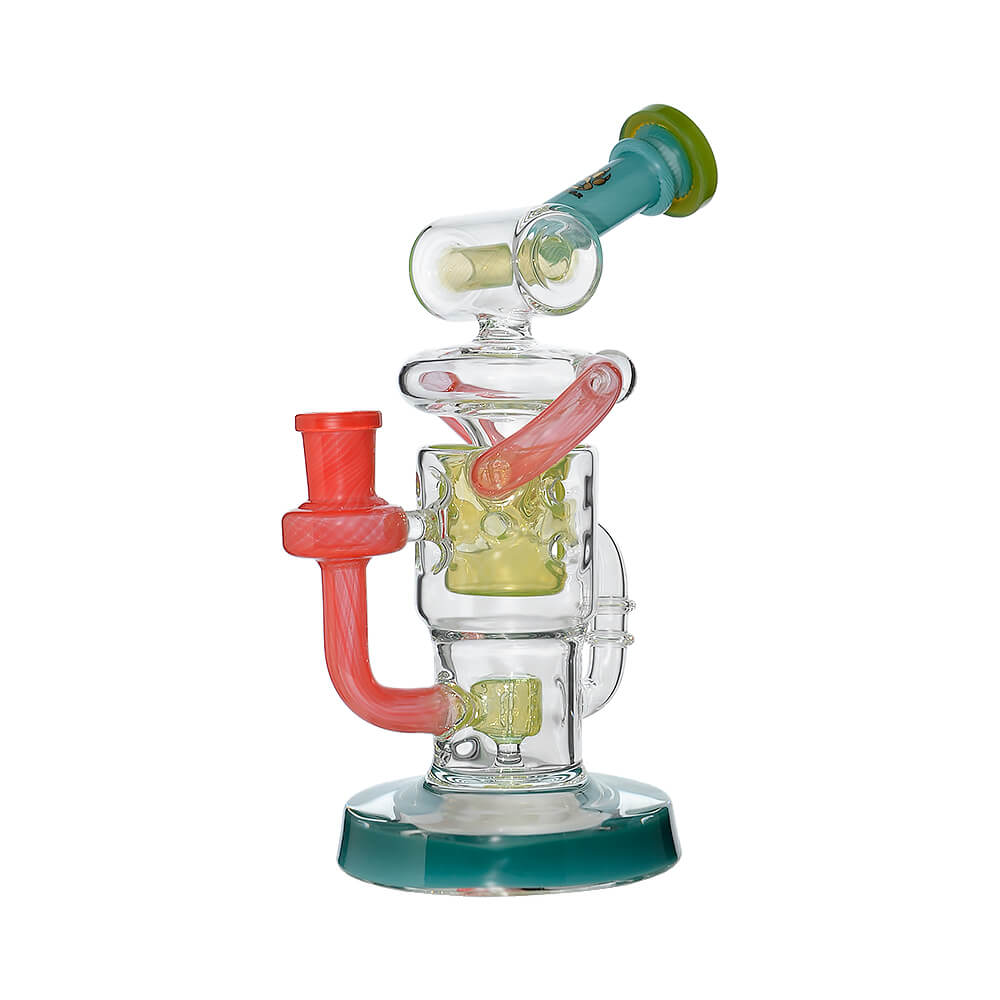 Calibear Honeycomb Twisted Recycler Dab Rig | 8" Borosilicate Glass Rig with Honeycomb Chamber &amp; Twisted Recycler