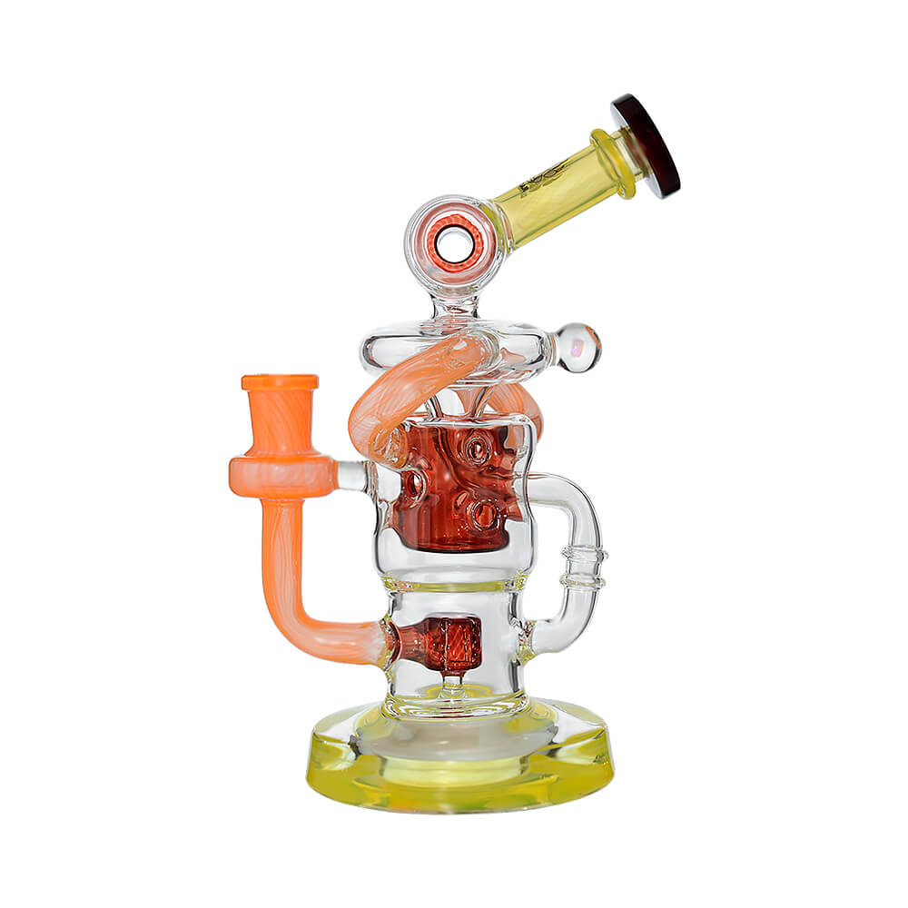 Calibear Honeycomb Twisted Recycler Dab Rig | 8" Borosilicate Glass Rig with Honeycomb Chamber &amp; Twisted Recycler
