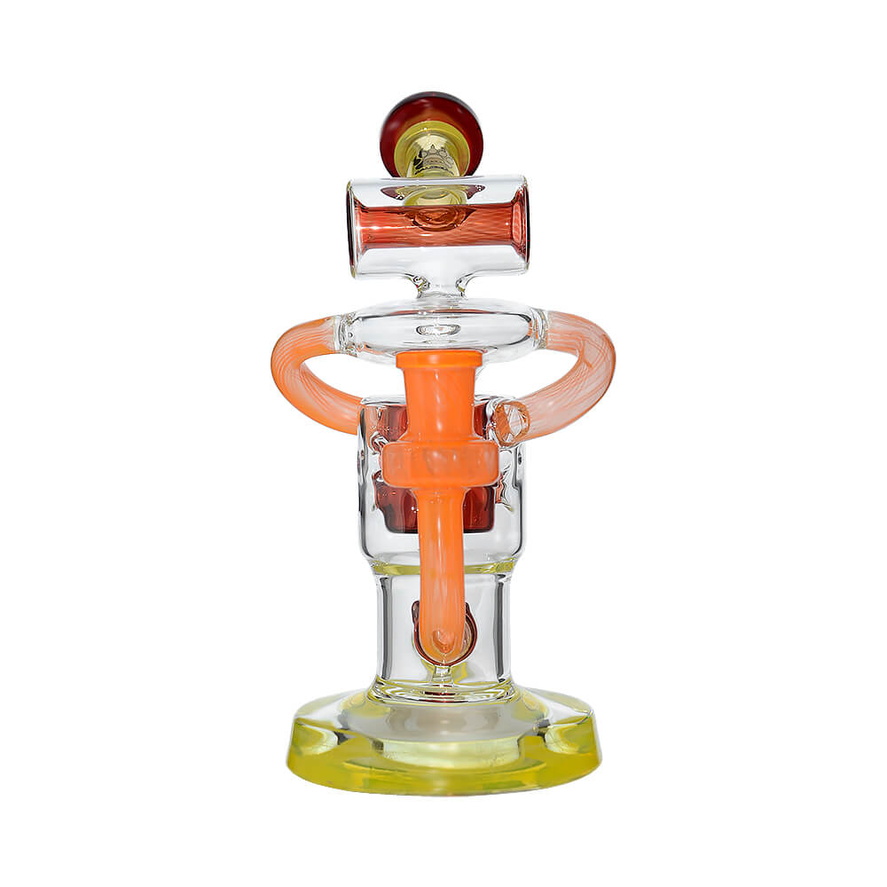 Calibear Honeycomb Twisted Recycler Dab Rig | 8" Borosilicate Glass Rig with Honeycomb Chamber &amp; Twisted Recycler
