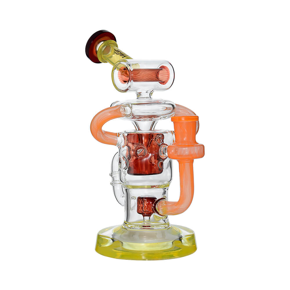 Calibear Honeycomb Twisted Recycler Dab Rig | 8" Borosilicate Glass Rig with Honeycomb Chamber &amp; Twisted Recycler