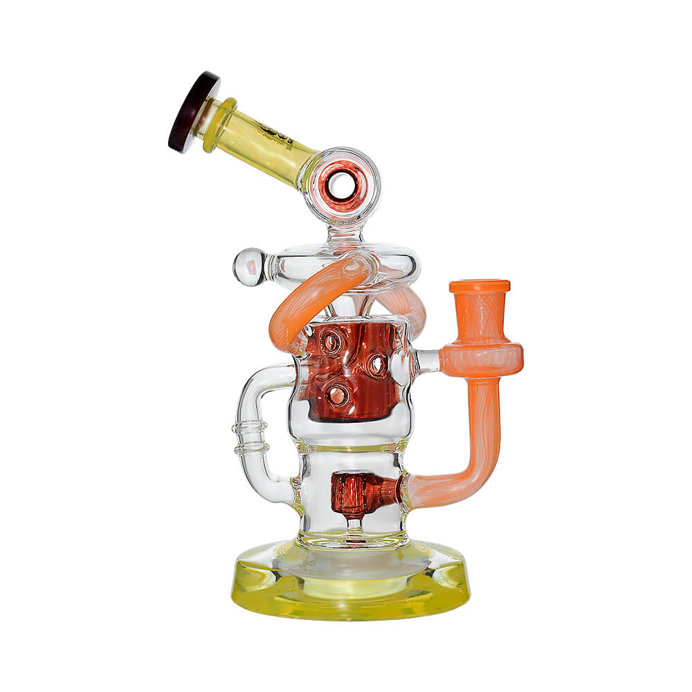 Calibear Honeycomb Twisted Recycler Dab Rig | 8" Borosilicate Glass Rig with Honeycomb Chamber &amp; Twisted Recycler