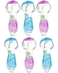 6CT BUNDLE - SeshGear Glowing Squiggles Glass Spoon Pipe - 4" / Assorted Colors