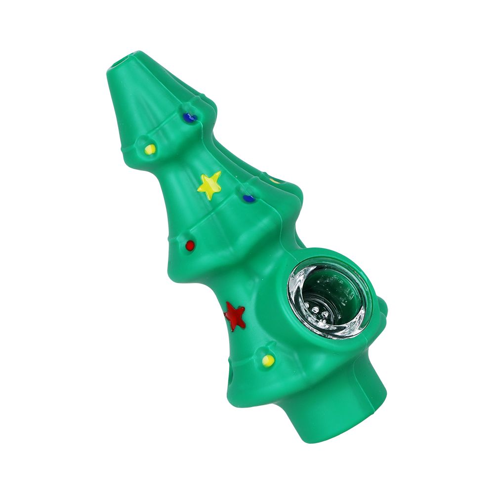 5CT BUNDLE - Christmas Tree Silicone Hand Pipe - 4.9"