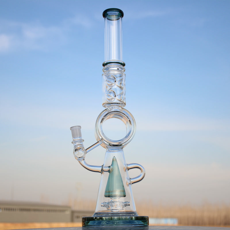 18.5" Recycler Style Donut Percolator Glass Water Pipe