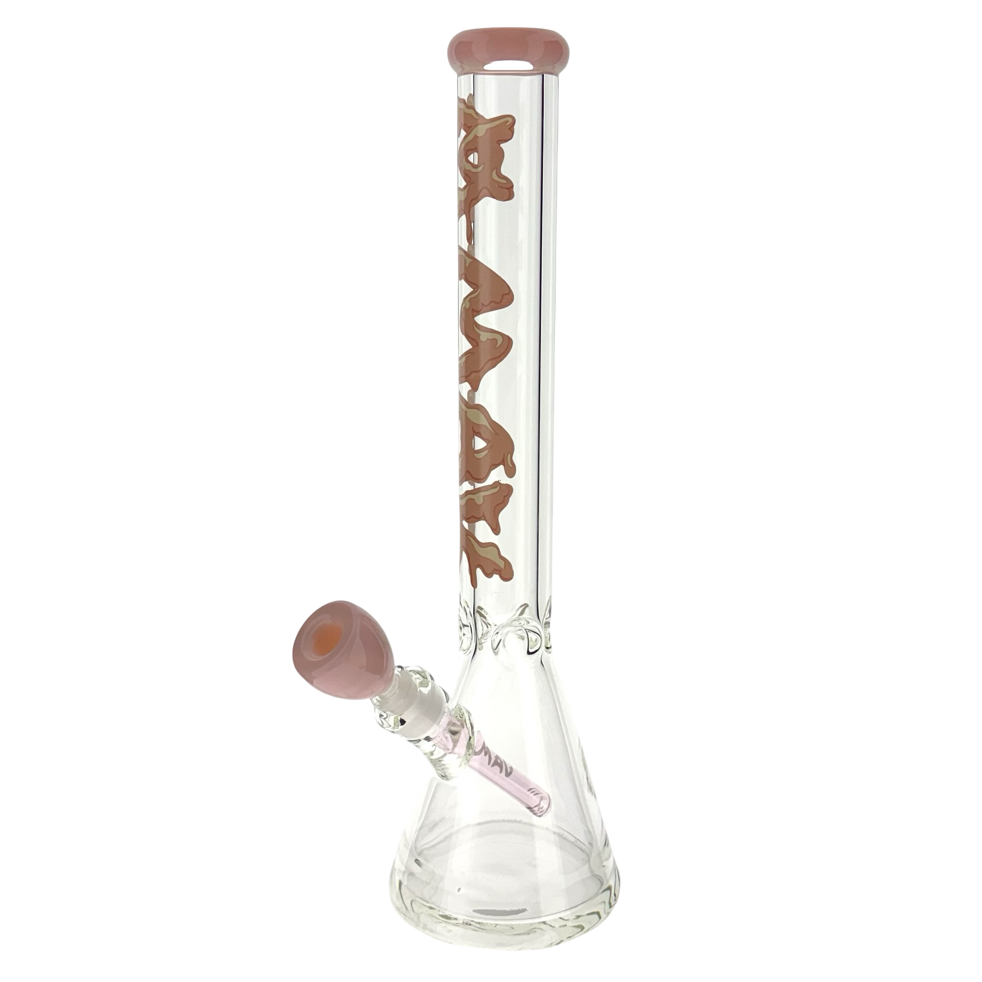 THE GUMGUM 9mm 18" thick pink top colored beaker bong+ matching stem and bowl