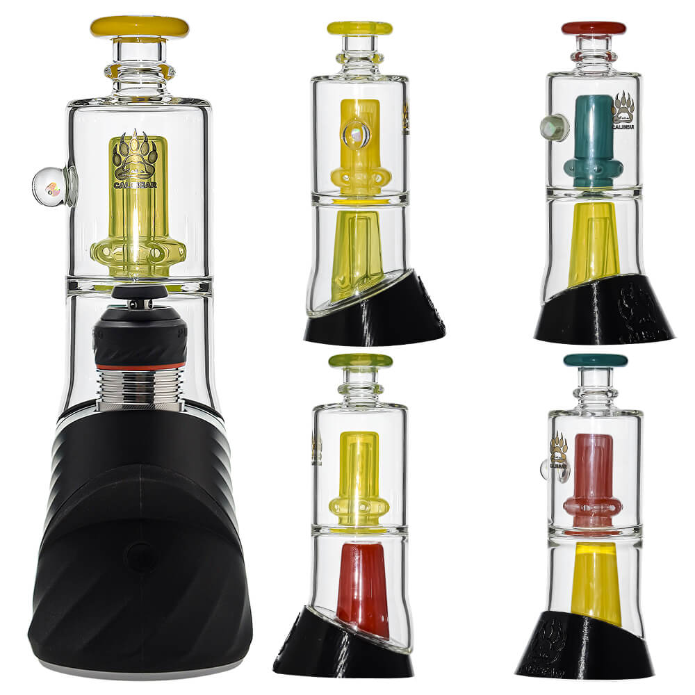 Double Perc Puffco Peak OG &amp; Pro Glass Attachment Encased W/ Opal | Calibear