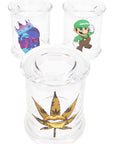 (Assorted) Large Glass Stash Jar – Decal Lidless Seal – 3.75″