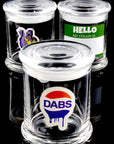 (Assorted) Large Glass Stash Jar – Decal Lidless Seal – 3.75″