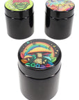 (Assorted) Black Glass Stash Jar – UV-Shield – Design Lid