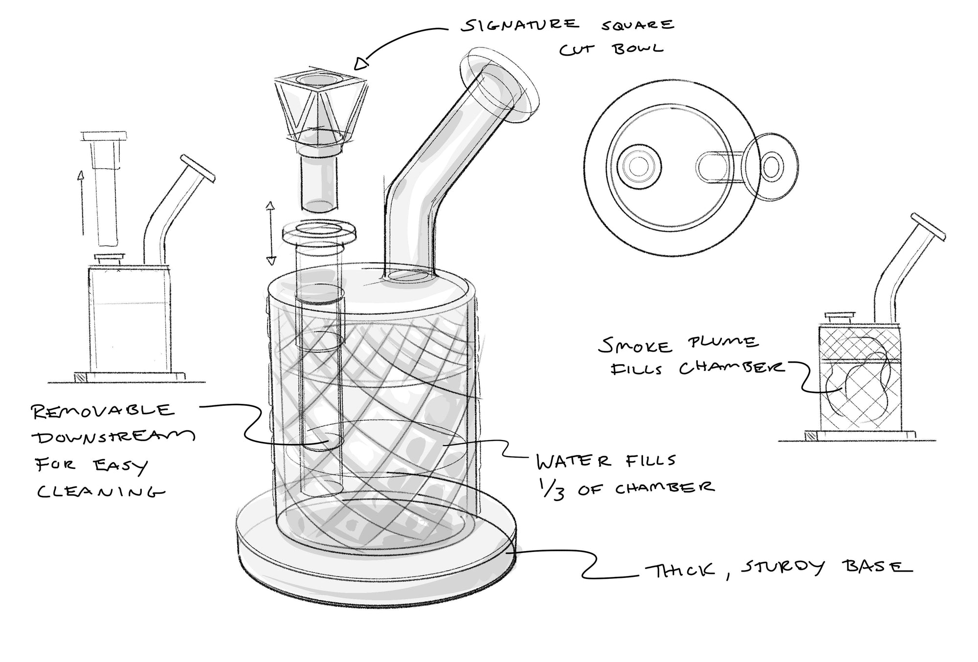 Twenties Collection Water Pipe | Clear