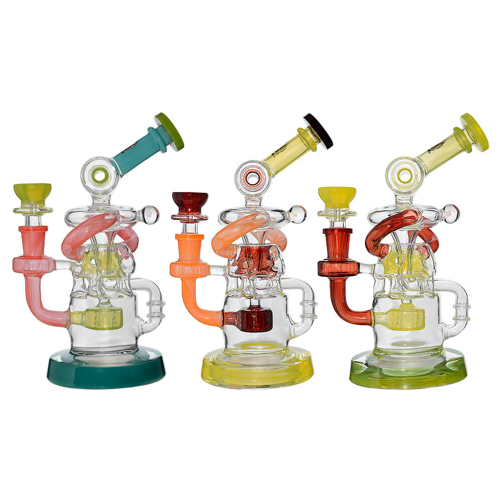 Calibear Multi-Chamber Recycler Dab Rig | 8" Borosilicate Glass Rig with Looping Recycler Pathways